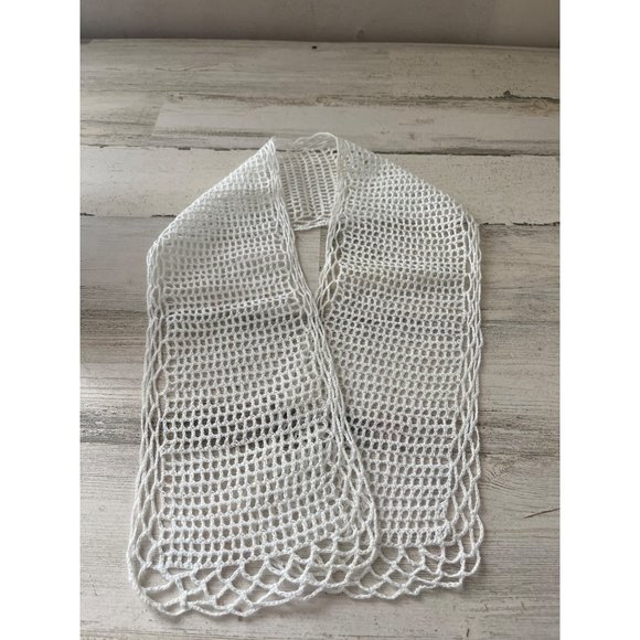 White rectangular crocheted scarf 5”x34” - Picture 1 of 4
